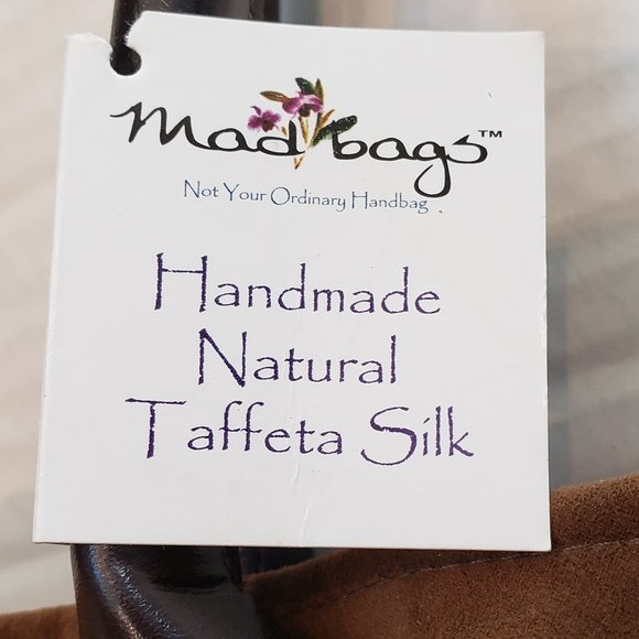 Mad Bags Handmade Natural Taffeta Silk Embroidered Flower Shoulder/Hand Bag - Picture 8 of 9